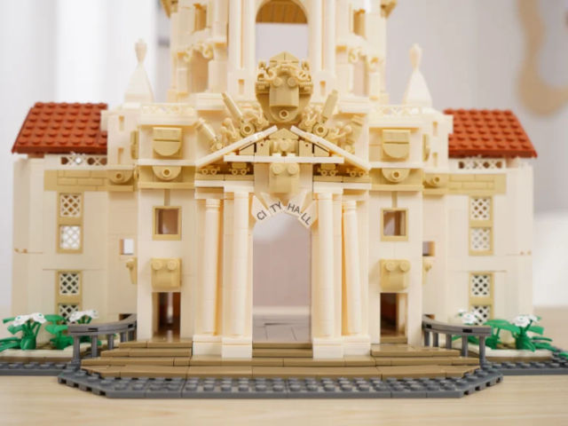 Wide entrance stairs on the Grand Civic Hall building set