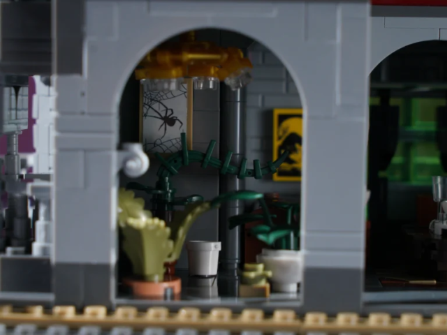Detailed haunted house brick set with tower porch and garden
