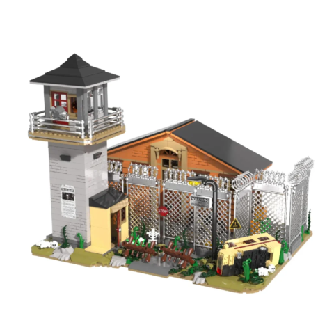Post-Apocalyptic Prison Outpost building set 10902 with watchtower and fences