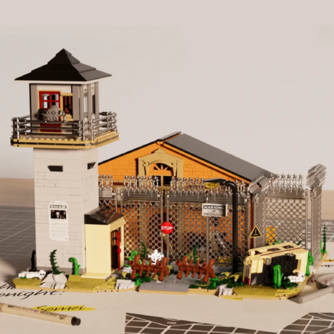 Small guard booth outside the prison outpost building